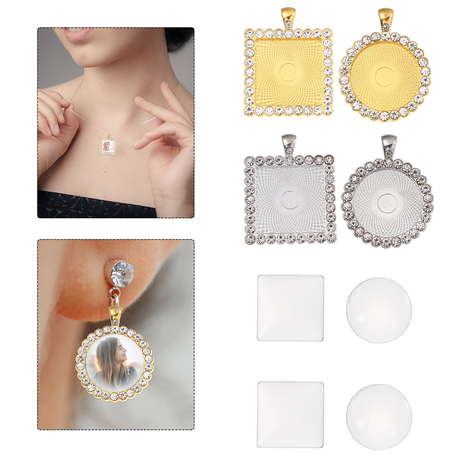 Resin Crafts Diy - 40Pcs Alloy Earring Setting Trays Glass